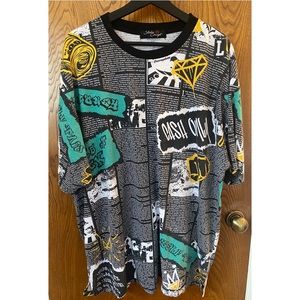 Studios Concept Newspaper Graffiti Graphic T Shirt Size L Women Men Kids Tee